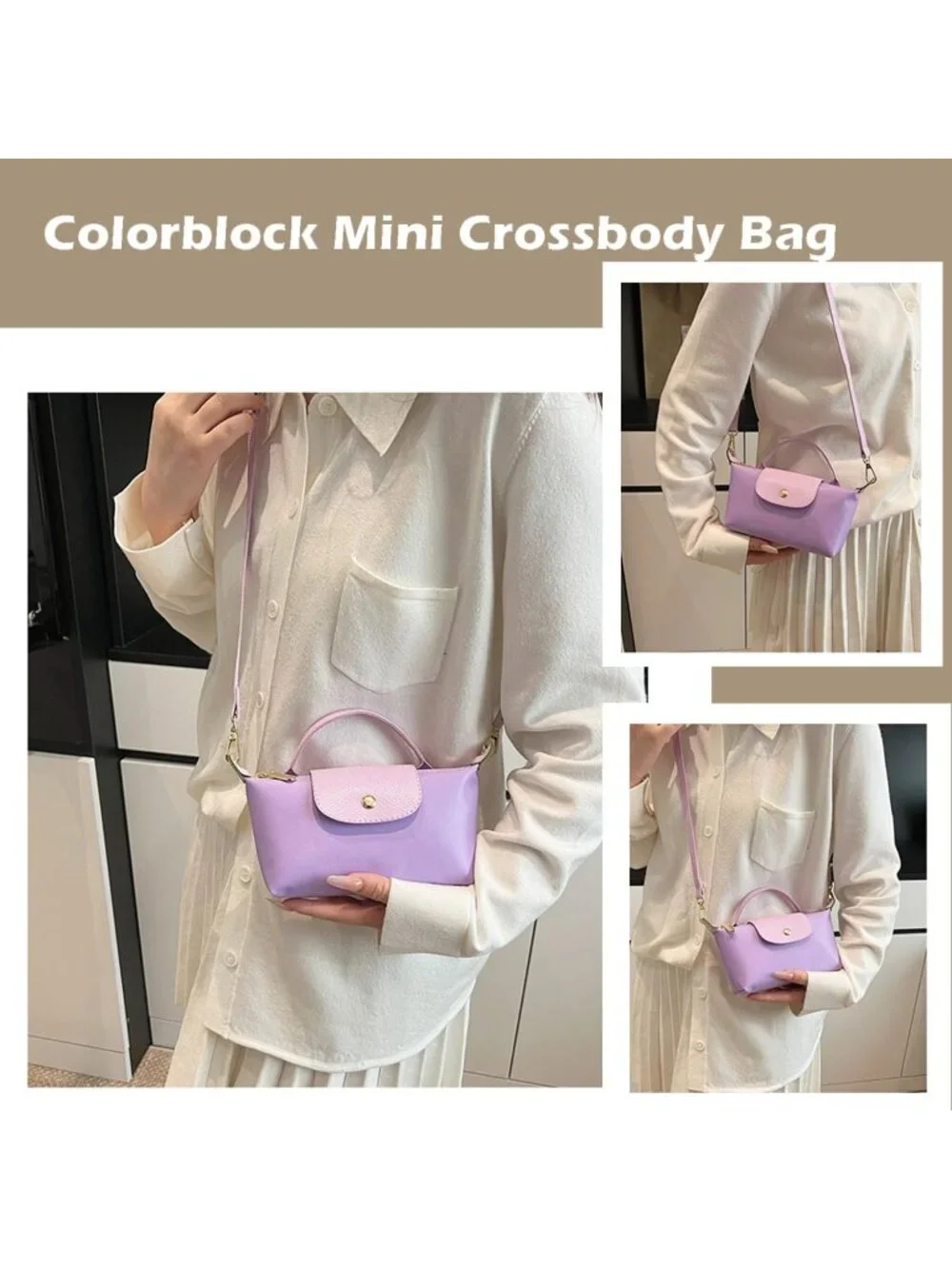 👜Women's Purple Mini Crossbody Bag With Adjustable Strap Shoulder Totes Bags